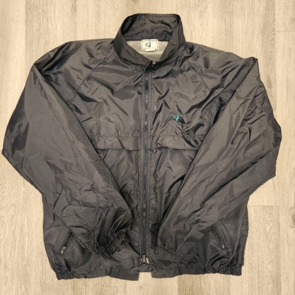 Mens Vintage Green Eagle Jacket Mens Large Blue Full Zip 90s 1996 Windbreaker